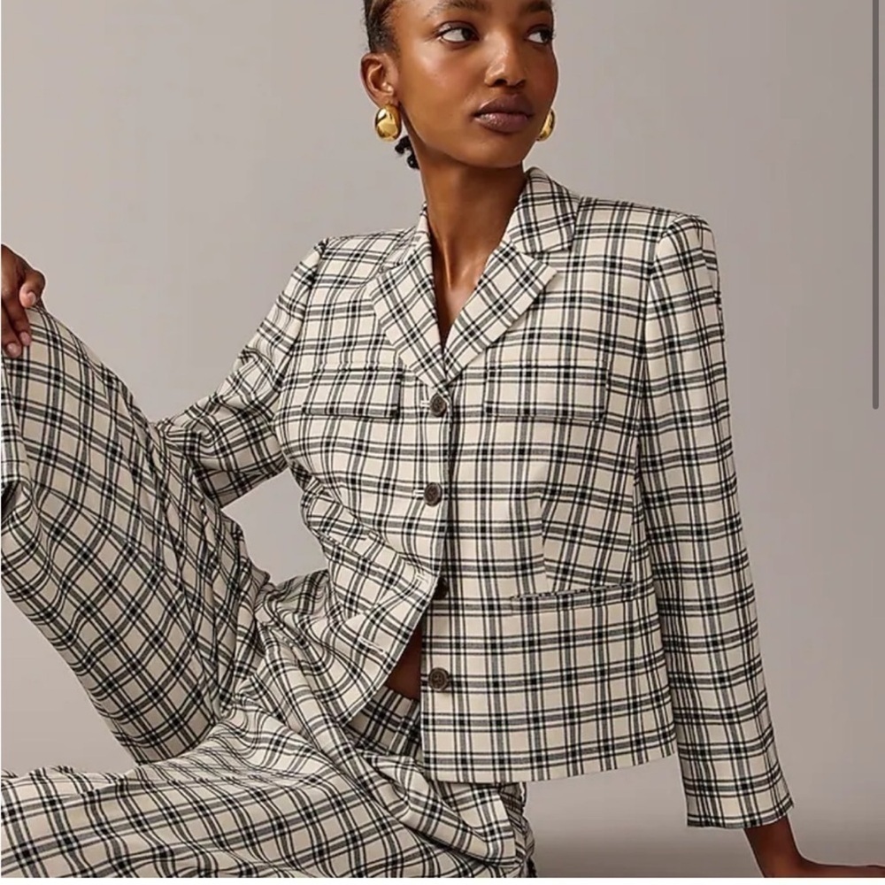 J.Crew $398 Collection Blazer-Jacket Plaid Italian Wool Blend Size 00 BV225 NEW